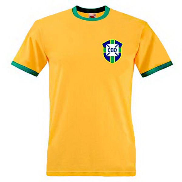 Camiseta Brasil Primera equipación Retro 1970 Amarillo